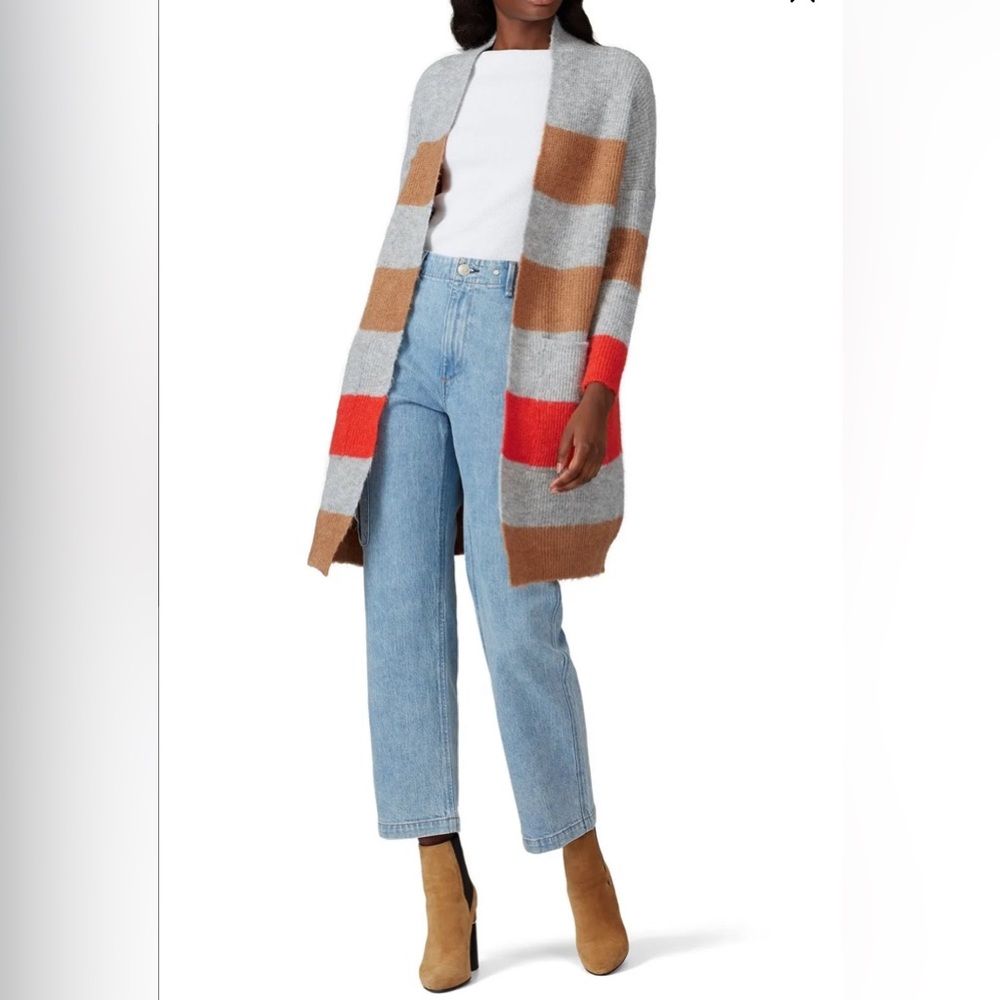 SITA MURT Sweater Colorblock Striped Alpaca/Wool Cardigan Duster Sz 40/ US 8